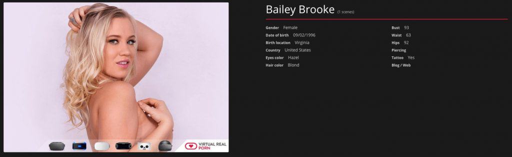 bailey brooke profile page on virtualrealporn