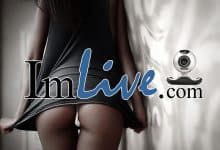sexy girl showing her butt with imlive logo overlay