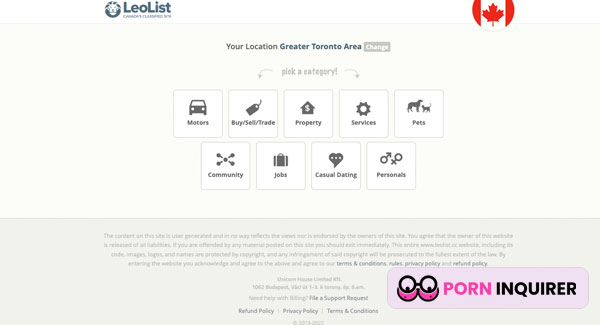 homepage of leolist website