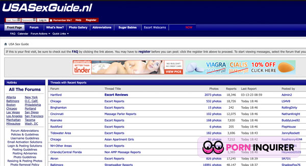 homepage of usasexguide website