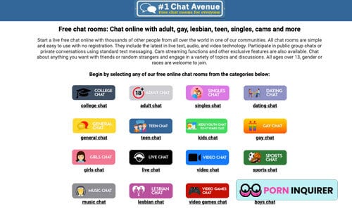 homepage of chat avenue random video site