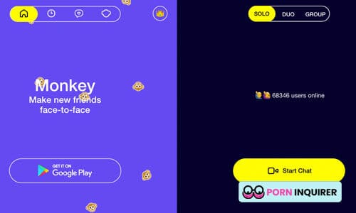 homepage of monkey app chat site