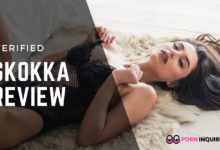 girl laying in lingerie with skokka text overlay