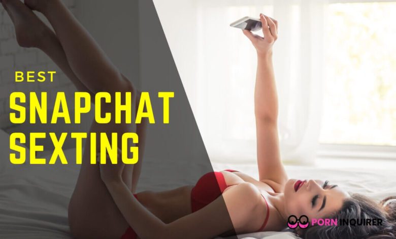 girl on bed with phone with snapchat sexting overlay