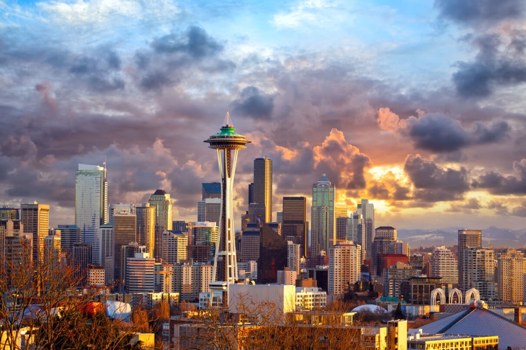 seattle washington during sunset time