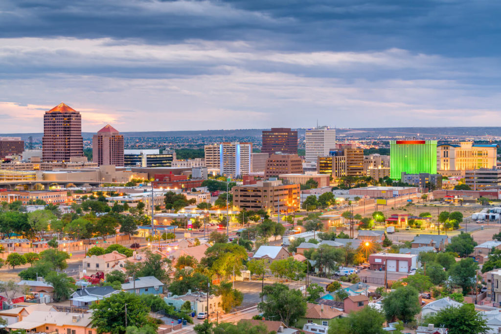 a view of albuquerque city during dawn