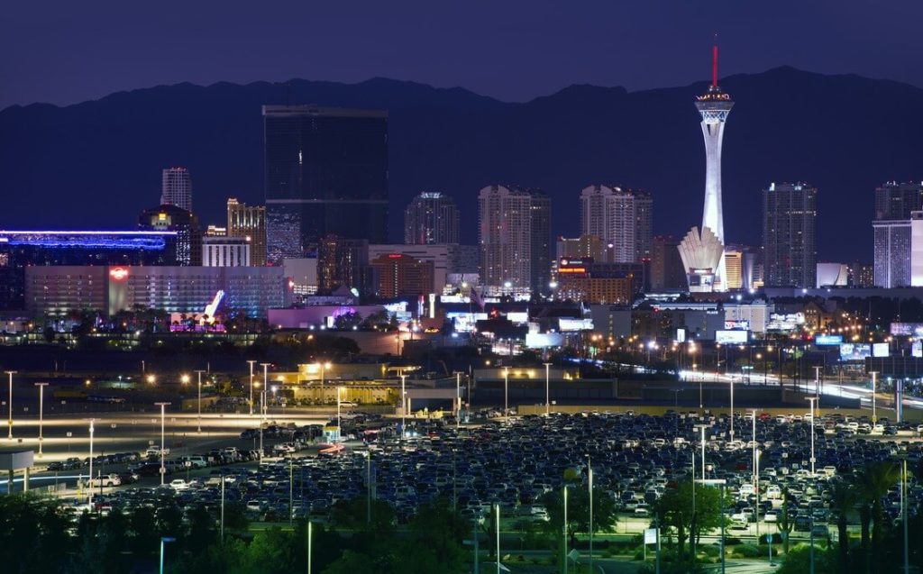 las vegas nevada at night with views of buildings casinos of the sin city