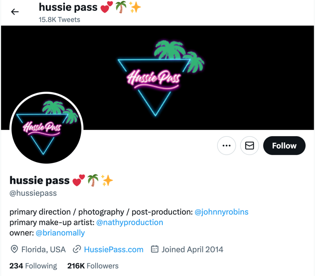 hussies pass twitter account