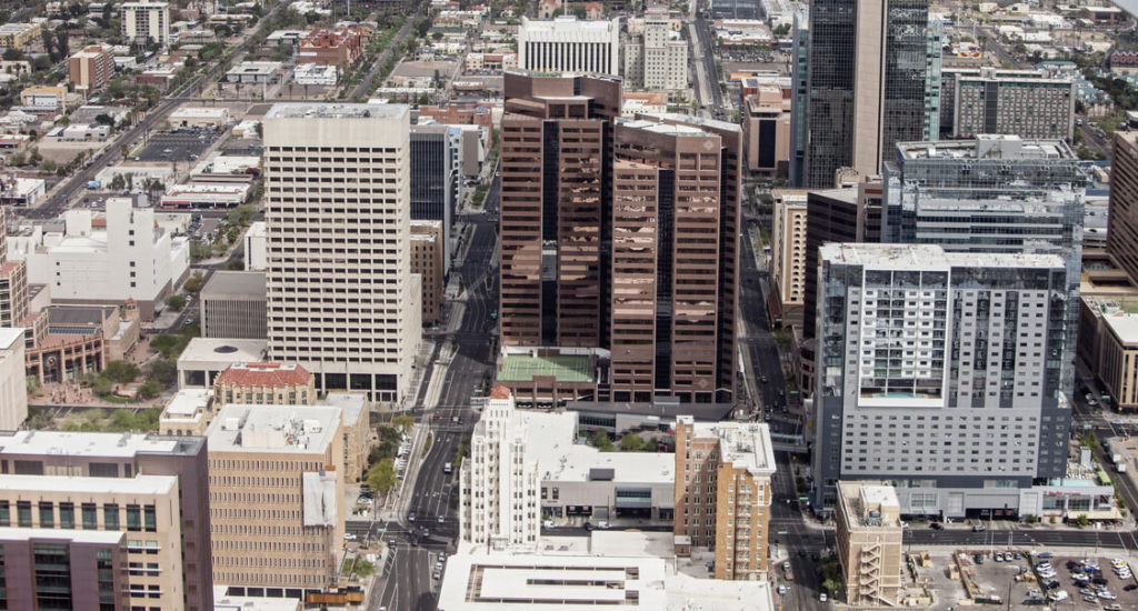 aerial view of dowtown chandler arizona